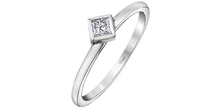 10K White Gold 0.20cttw Canadian Diamond Princess Cut Engagement Ring, size 6.5