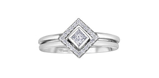 10K White Gold 0.20cttw Canadian Diamond Princess Cut Engagement Ring, size 6.5