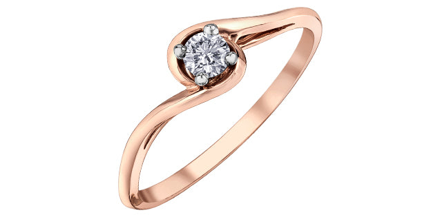 10K Rose Gold 0.14cttw Round Brilliant Cut Canadian Diamond Engagement Ring