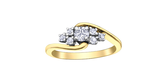 10K Yellow Gold 0.413cttw Round Brilliant Cut Diamond Ring, size 6