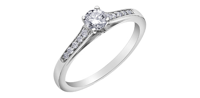 10K White Gold 0.33cttw Round Brilliant Cut Canadian Diamond Engagement Ring