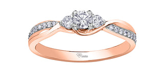 Anillo de diamantes canadienses de 0,33 quilates en oro rosa de 10 quilates - Talla 6,5