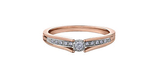 Anillo de diamantes de 0,10 quilates en oro rosa de 10 quilates - Talla 6,5