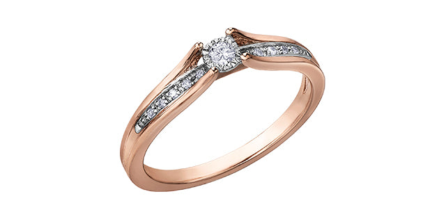 10K Rose Gold 0.10cttw Diamond Ring - Size 6.5