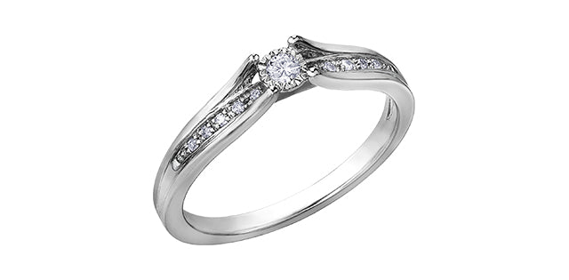 10K White Gold 0.10cttw Diamond Ring - Size 6.5