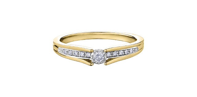 10K Yellow Gold 0.10cttw Diamond Ring - Size 6.5