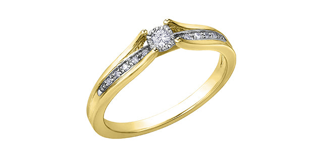 10K Yellow Gold 0.10cttw Diamond Ring - Size 6.5