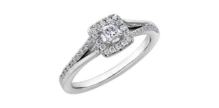 10K White Gold 0.30cttw Princess Cut Canadian Diamond Ring - Size 6.5