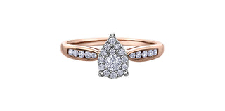 10K Rose Gold 0.35cttw Diamond Pear Shaped Halo Engagement Ring