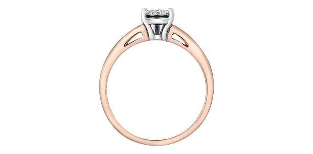 10K Rose Gold 0.35cttw Diamond Pear Shaped Halo Engagement Ring, size 6.5