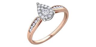 10K Rose Gold 0.35cttw Diamond Pear Shaped Halo Engagement Ring