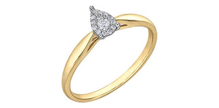 10K Yellow Gold 0.08cttw Pear Cut Cluster Diamond Engagement Ring