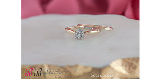 10K Yellow Gold 0.08cttw Pear Cut Cluster Diamond Engagement Ring