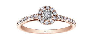 Anillo de diamantes canadienses de 0,24 quilates en oro rosa de 10 quilates - Talla 6,5