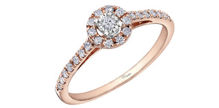 Anillo de diamantes canadienses de 0,24 quilates en oro rosa de 10 quilates - Talla 6,5