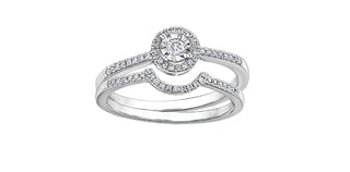 10K White Gold 0.15cttw Round Brilliant Cut Diamond Halo Engagement Ring