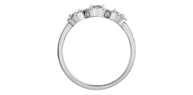 10K White Gold 0.25cttw Round Brilliant Cut 3 Stone Halo Diamond Ring