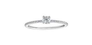 Anillo de compromiso de diamantes canadienses de 0,30 quilates en oro blanco de 10 quilates, talla 6,5
