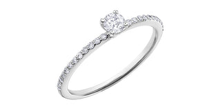 Anillo de compromiso de diamantes canadienses de 0,30 quilates en oro blanco de 10 quilates, talla 6,5