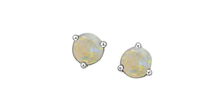 Aretes de oro blanco de 10 quilates con ópalo genuino de 0,55 quilates