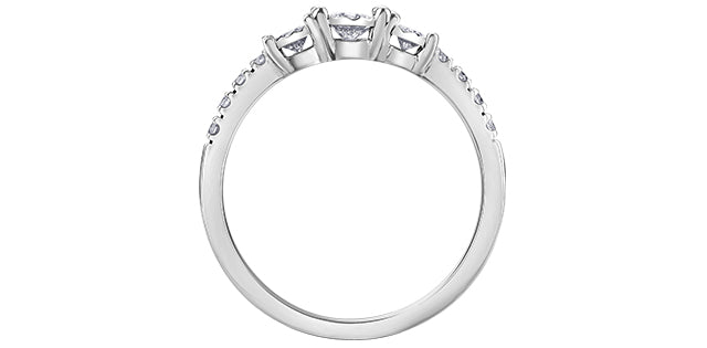 10K White Gold 0.33cttw Round Brilliant Cut 3 Stone Illusion Set Diamond Ring, size 6