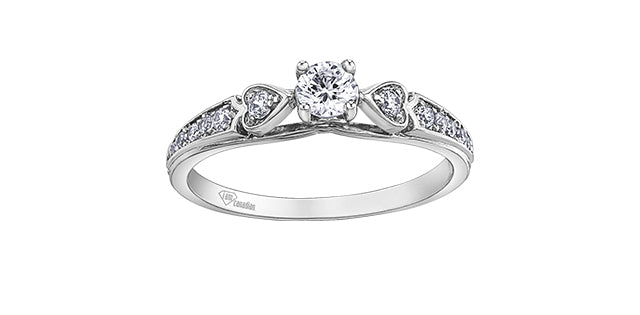 10K White Gold 0.31cttw Round Brilliant Cut Canadian Diamond Engagement Ring (Band sold separately)