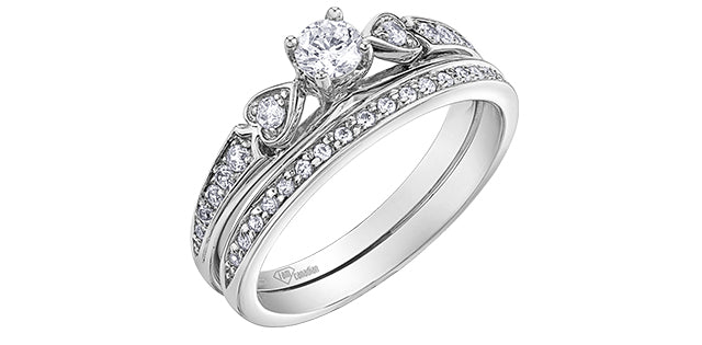Anillo de compromiso de diamantes canadienses de talla brillante redonda de 0,31 quilates en oro blanco de 10 quilates (la banda se vende por separado)