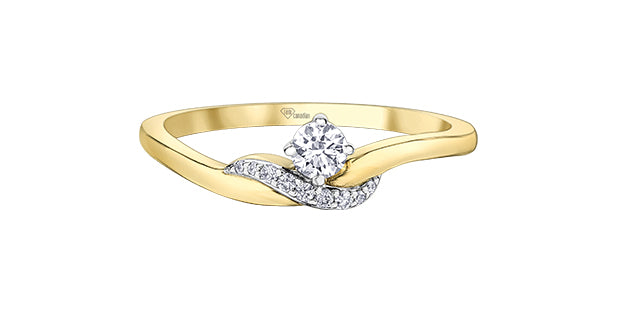 10K Yellow Gold 0.18Cttw Diamond Engagement Ring