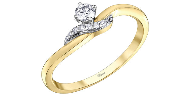 10K Yellow Gold 0.18Cttw Diamond Engagement Ring