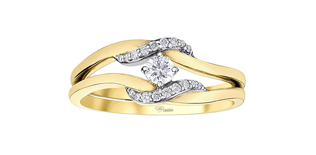 10K Yellow Gold 0.18Cttw Diamond Engagement Ring