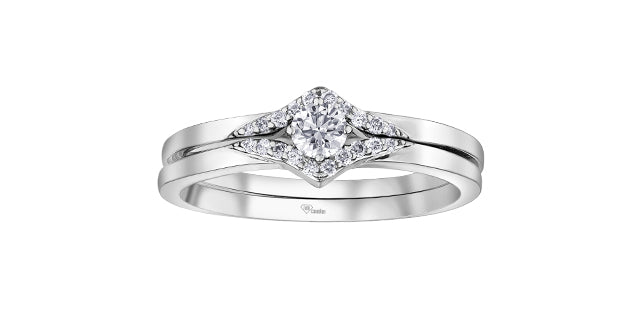 10K White Gold 0.21cttw Canadian Diamond Engagement Ring, size 6.5