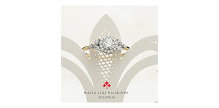 14K Yellow Gold 0.52cttw Round Brilliant Cut Canadian Diamond Halo Engagement Ring