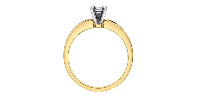 10K Yellow &amp; White Gold 0.15cttw Diamond Engagement Ring, Size 6.5