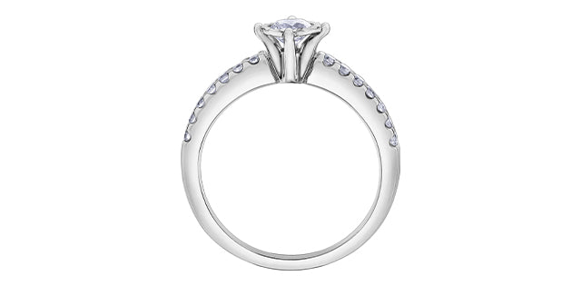 10K White Gold 0.51cttw Round Brilliant Cut Illusion Set Diamond Ring