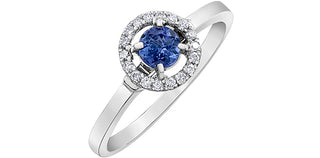 10K White Gold 0.42cttw Tanzanite and 0.10cttw Diamond Ring, size 6.5