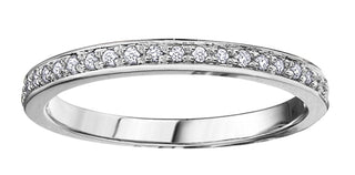 Anillo de oro blanco de 10 quilates con pavé de diamantes de 0,10 quilates, tamaño 6,5
