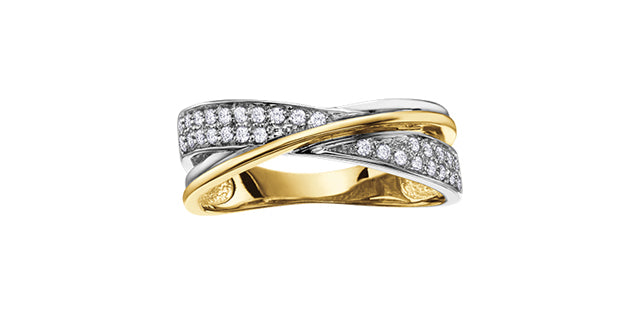 10K Yellow &amp; White Gold 0.19cttw Diamond Ring, Size 6.5