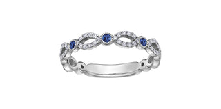 10K White Gold 0.28cttw Genuine Sapphire and 0.18cttw Diamond Ring, size 6.5