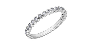 Anillo/banda de diamantes de 0,27 quilates en oro blanco de 10 quilates, tamaño 6,5