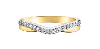 14K White & Yellow Gold 0.25cttw Diamond Ring / Band, size 6.5