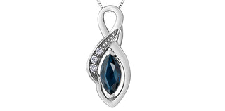 Colgante de diamantes y zafiro en oro blanco de 10 quilates - 18"