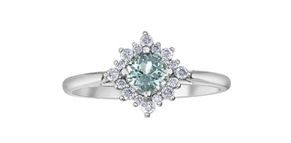 10K White Gold 0.45cttw Aquamarine and 0.176cttw Diamond Ring