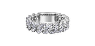 10K White Gold 0.50cttw Diamond Miami Cuban Link Ring / Band, size 6.5