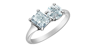 14K Gold 2.00cttw Lab Grown Radiant Cut and Round Brilliant Cut Diamond Ring