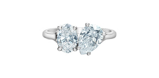 14K Gold 2.00cttw Lab Grown Oval Cut and Pear Cut Diamond Ring