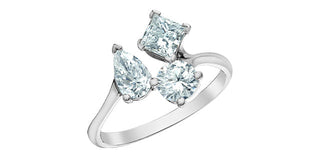 14K Gold 3.0cttw Lab Grown Pear Cut, Round Brilliant Cut and Princess Cut Diamond Ring