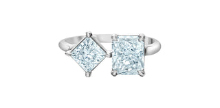 14K Gold 2.50cttw Lab Grown Radiant Cut and Princess Cut Diamond Ring