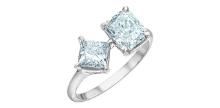 14K Gold 2.50cttw Lab Grown Radiant Cut and Princess Cut Diamond Ring