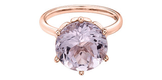Anillo de amatista lila genuina de 5 quilates en oro rosa de 10 quilates, tamaño 6.5