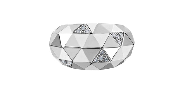 Anillo de plata de ley con diamantes de 0,12 quilates, tamaño 6,5